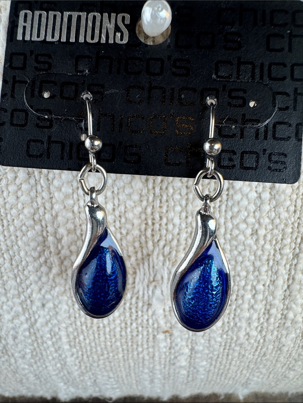 0527-‎ Additions by Chico's Silver Tone Blue Teardrop Dangle Earrings
